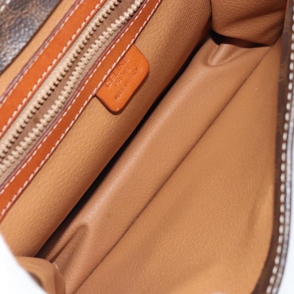 CELINE Macadam Canvas Hand Bag PVC Leather 2way Brown Gold Auth BA9343 - Picture 11 of 16